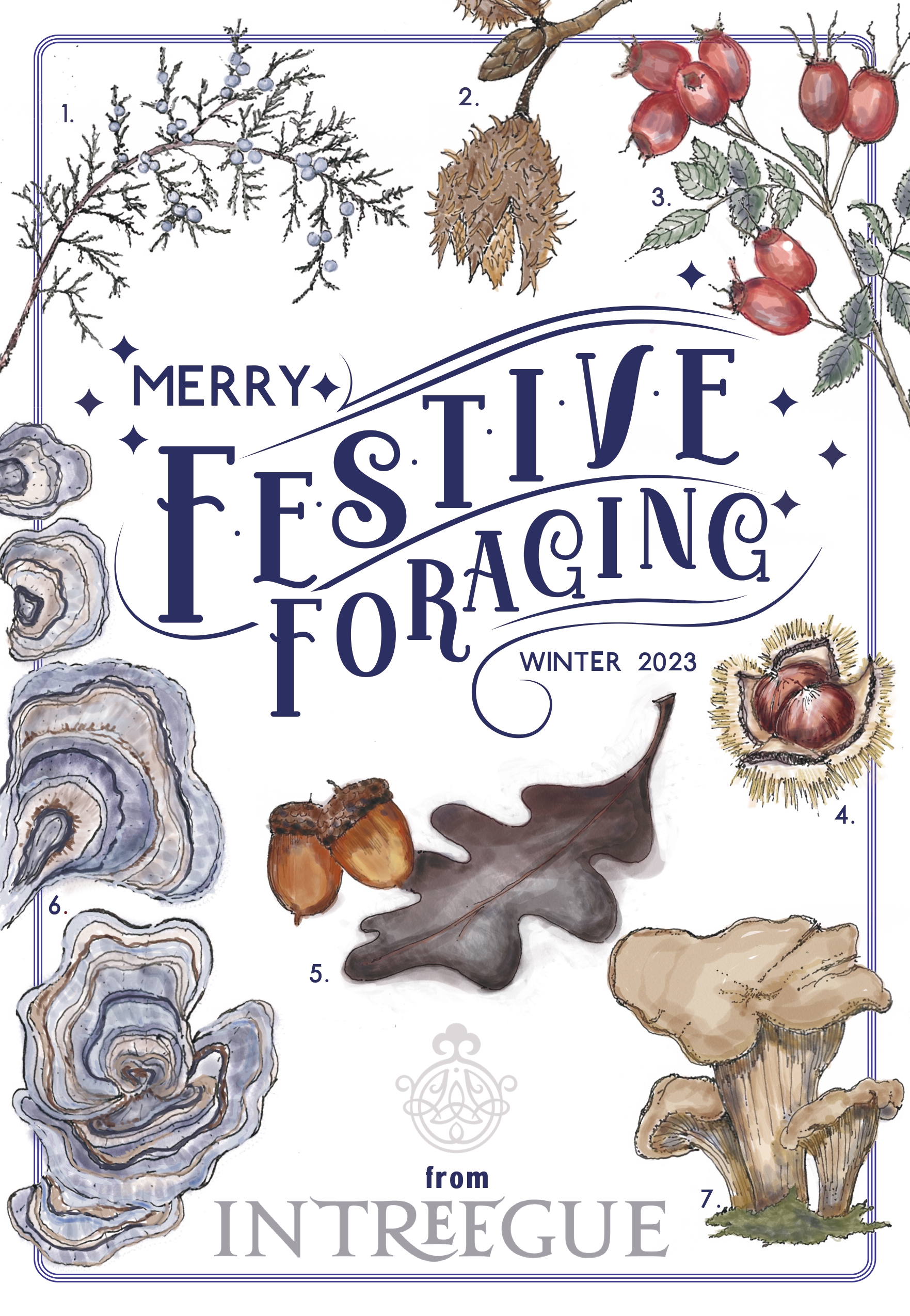 Discover the magic of Merry Festive Foraging with Intreegue's holiday card!